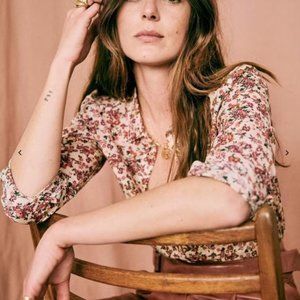 Sezane PIERRO SHIRT - Printed Bouquet Beige Background, XS (currently sold out)